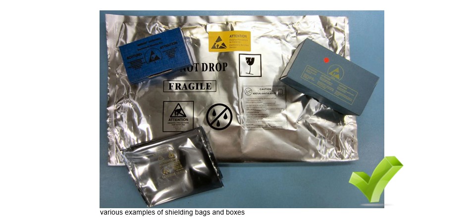 Examples of ESD shielding bags and boxes