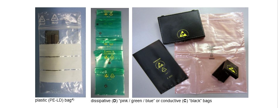 Examples of improper static shielding bags