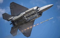 Fighter jet launching a missile